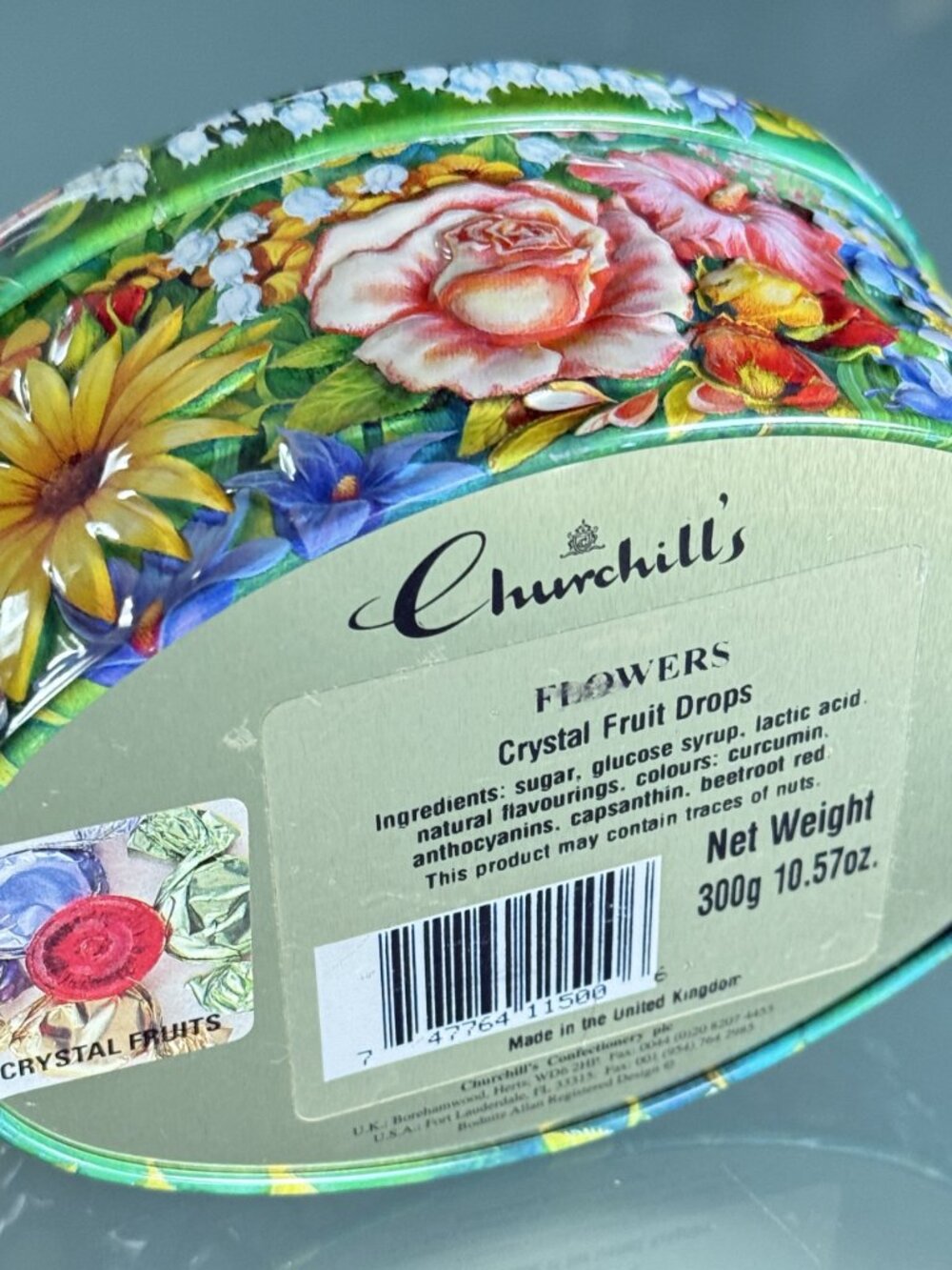 Churchill's Box Vintage metal flower colorful tin can 70" - Picture 6 of 8
